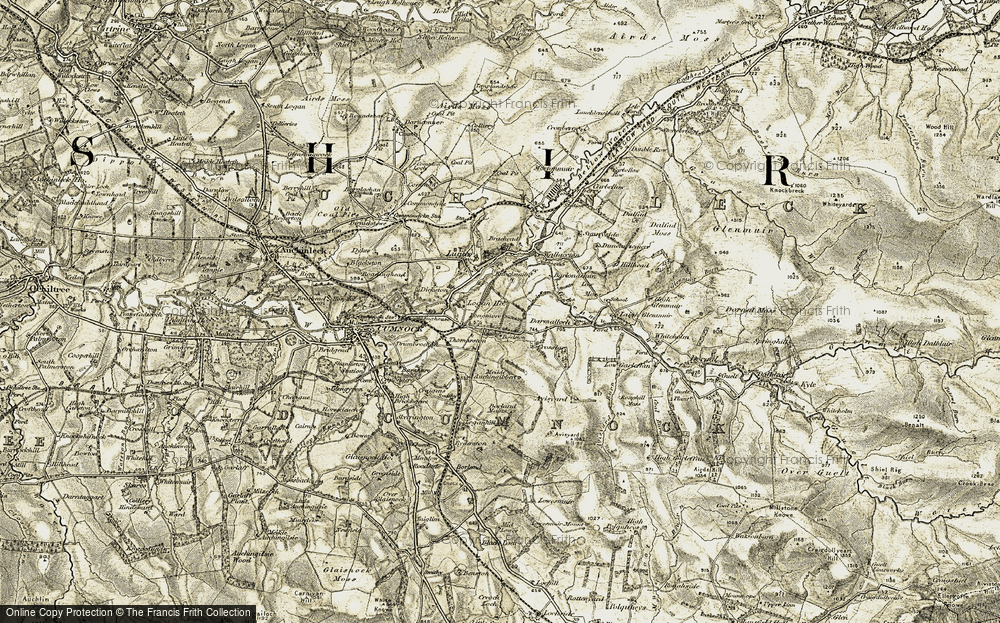 Old Map of Historic Map covering Avisyard Burn in 1904-1905