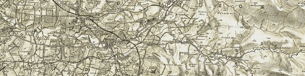 Old map of Avisyard Burn in 1904-1905