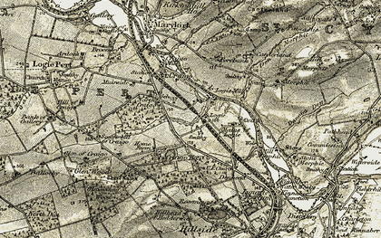 Old map of Logie in 1907-1908