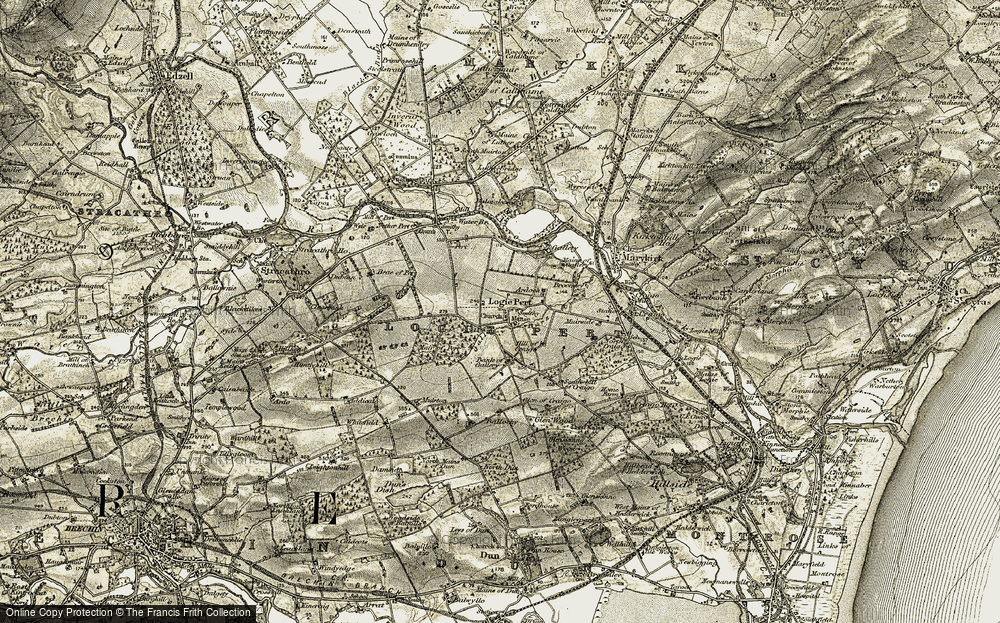 Old Map of Historic Map covering Ballochy in 1907-1908