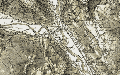 Old map of Logierait in 1907-1908