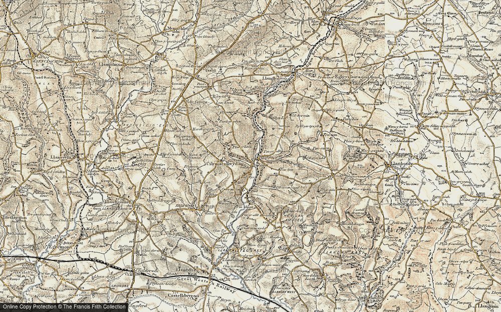 Old Map of Historic Map covering Bachsylw in 1901