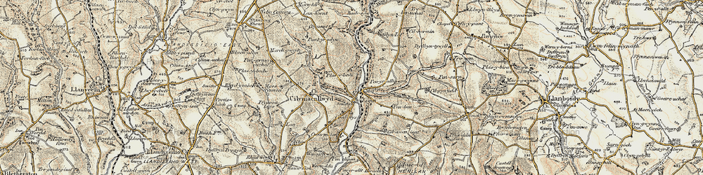 Old map of Bachsylw in 1901