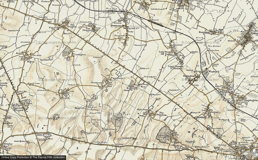 Old Map of Lolworth, 1899-1901 in 1899-1901