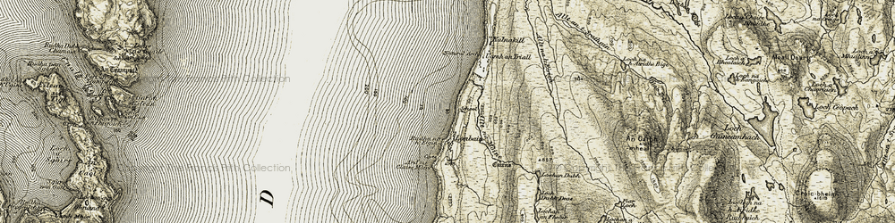 Old map of Àrd Clais Shalachar in 1909