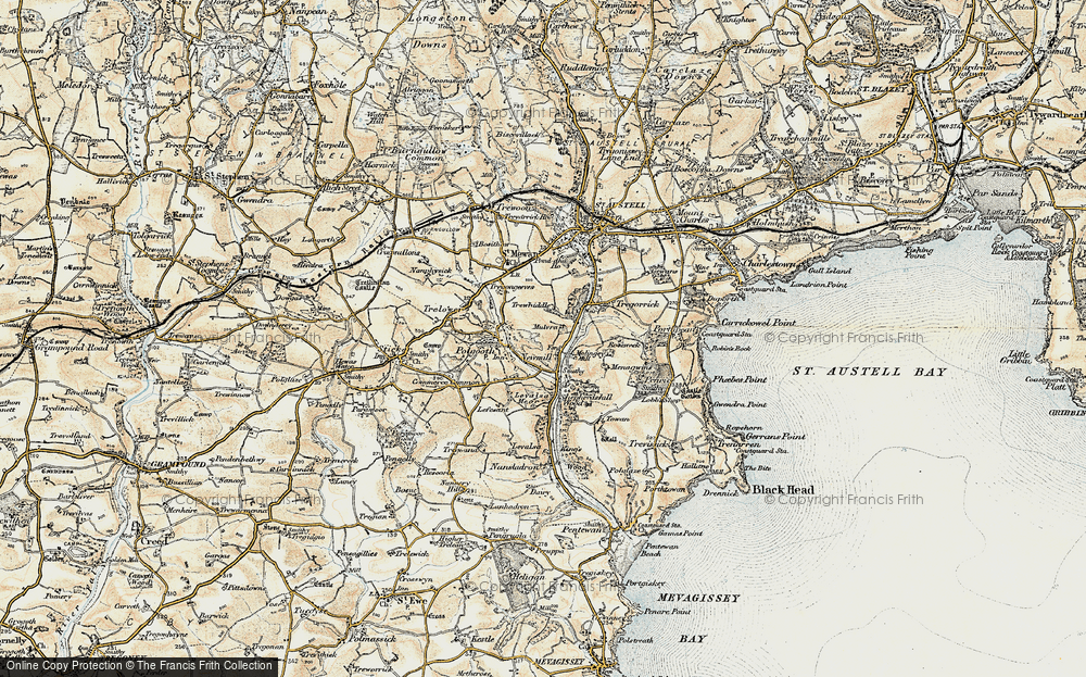 Old Map of Historic Map covering Trewhiddle in 1900