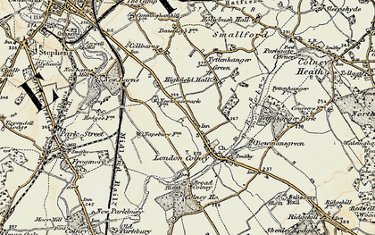 Old map of London Colney in 1897-1898