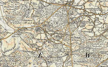 Old map of London Minstead in 1897-1909