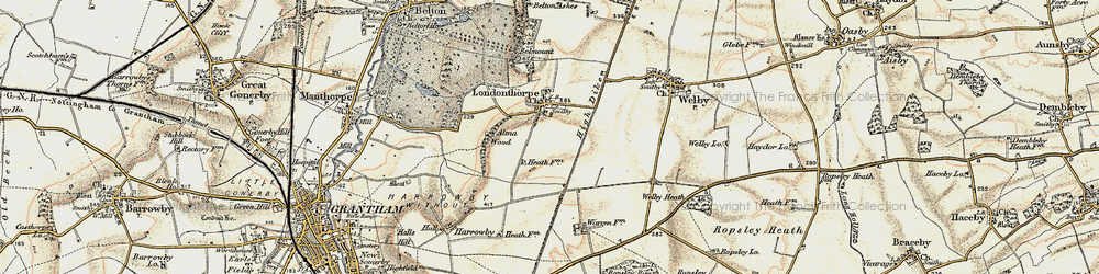 Old map of Belton Ashes in 1902-1903