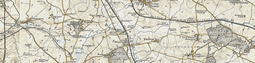 Old map of Long Buckby Wharf in 1898-1901