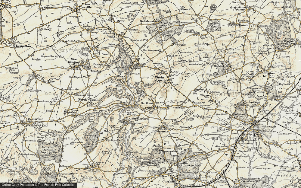 Old Map of Historic Map covering West Yatton Down in 1898-1899