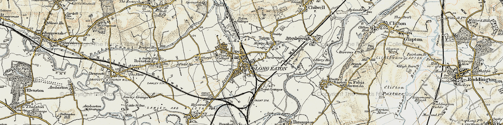 Old map of Long Eaton in 1902-1903