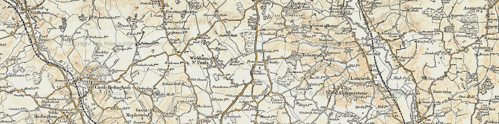 Old map of Long Gardens in 1898-1901