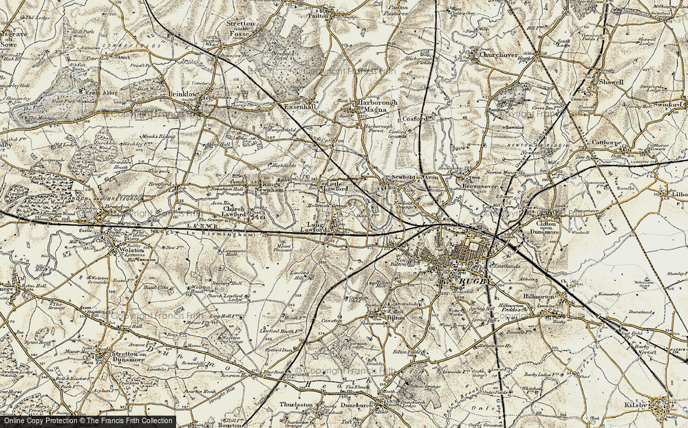 Old Map of Long Lawford, 1901-1902 in 1901-1902