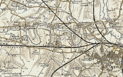 Old map of Long Lawford in 1901-1902