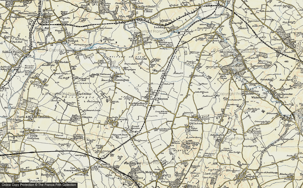 Old Map of Historic Map covering Willicote Pastures in 1899-1901