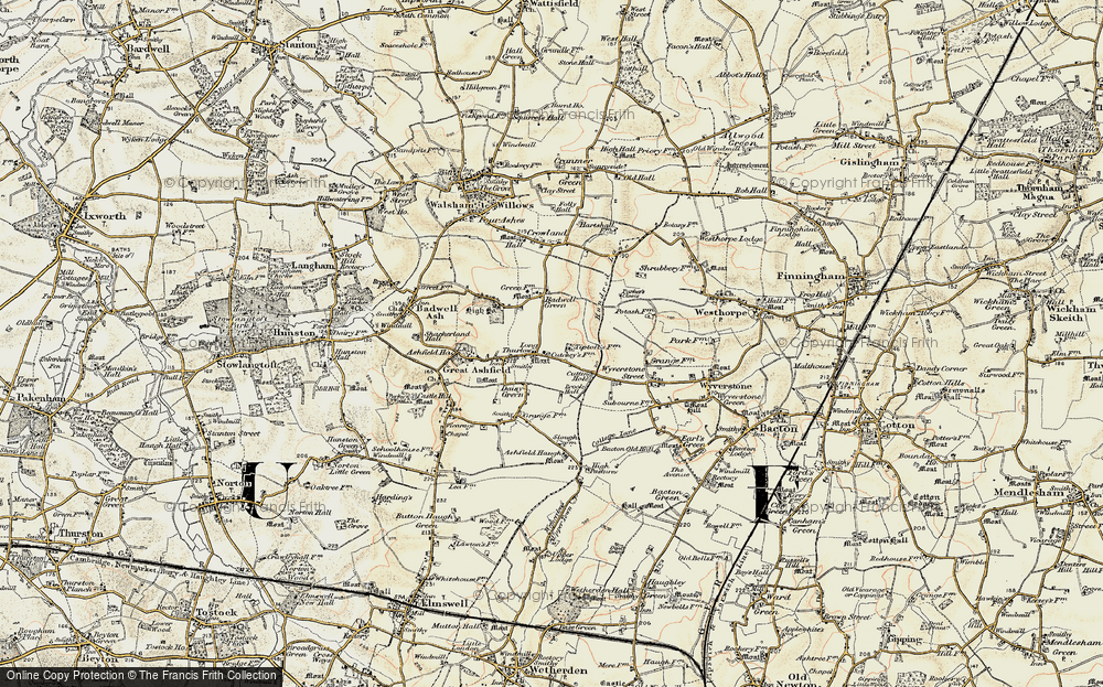 Old Map of Long Thurlow, 1901 in 1901