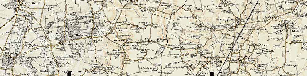Old map of Long Thurlow in 1901