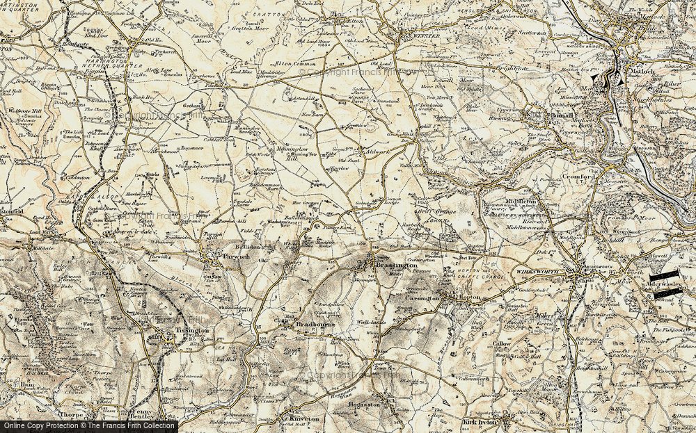 Old Map of Historic Map covering Ballidonmoor in 1902-1903