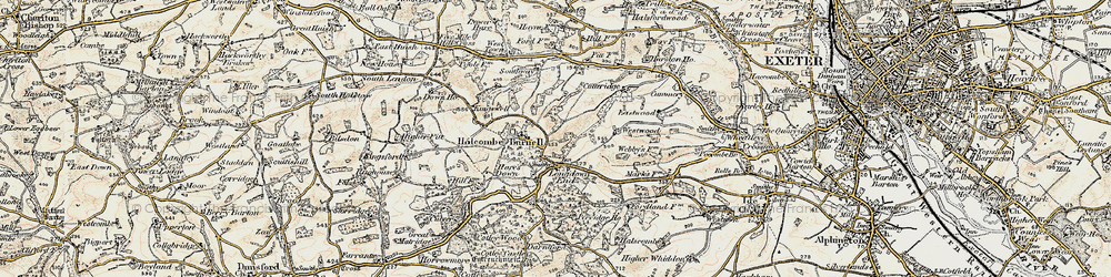 Old map of Longdown in 1899-1900