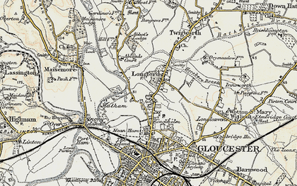 Old map of Longford in 1898-1900