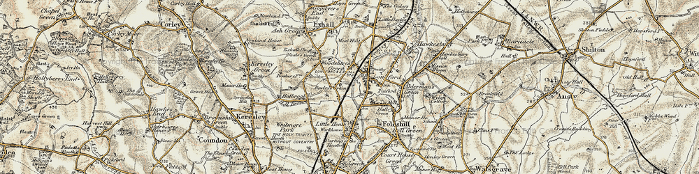 Old map of Longford in 1901-1902