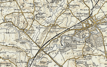 Old map of Buntingsdale Hall in 1902