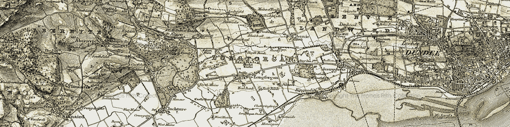 Old map of Longforgan in 1907-1908