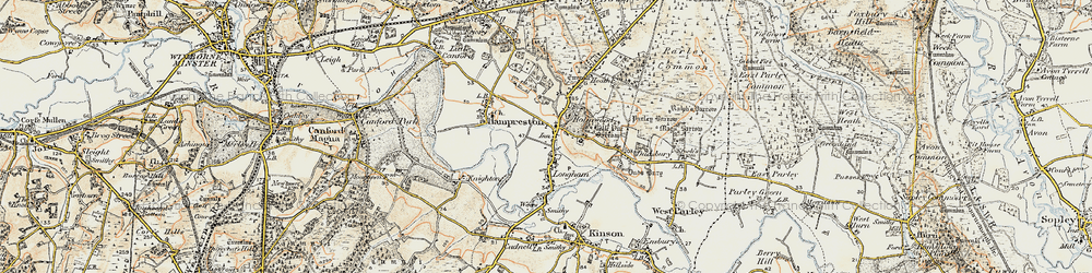Old map of Longham in 1897-1909
