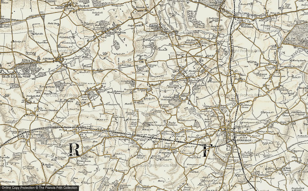 Old Map of Longham, 1901-1902 in 1901-1902