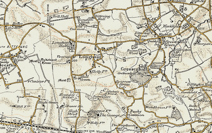 Old map of Longham in 1901-1902