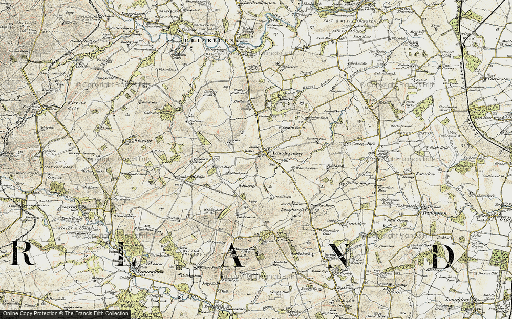 Old Map of Historic Map covering Whinney Hill in 1901-1903