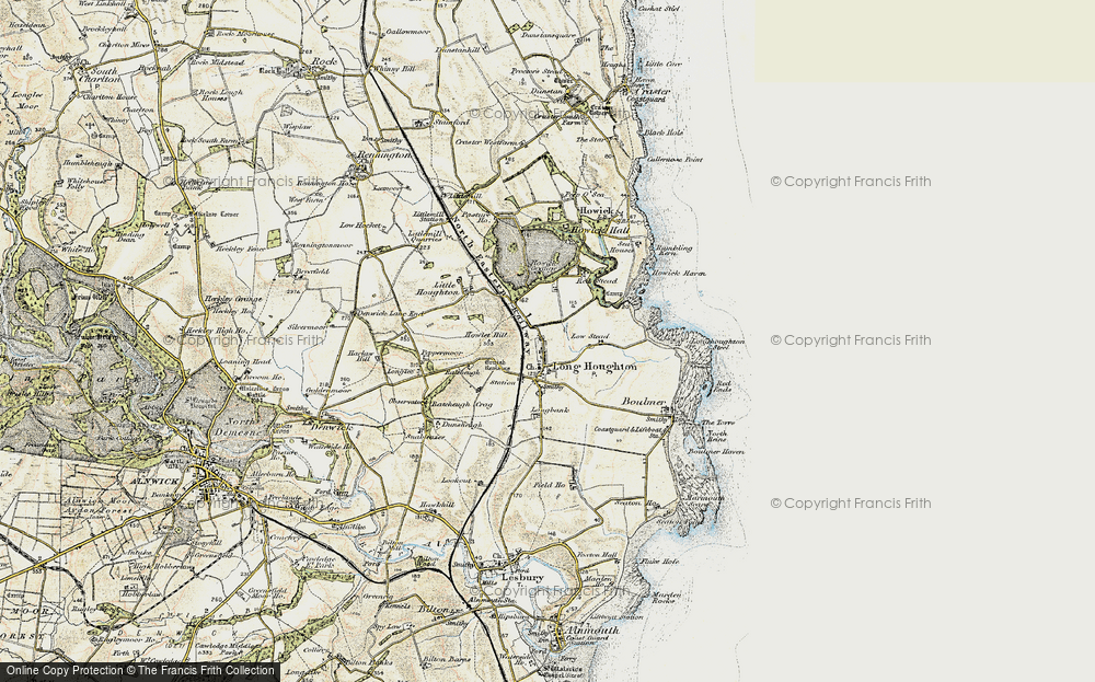 Old Map of Longhoughton, 1901-1903 in 1901-1903