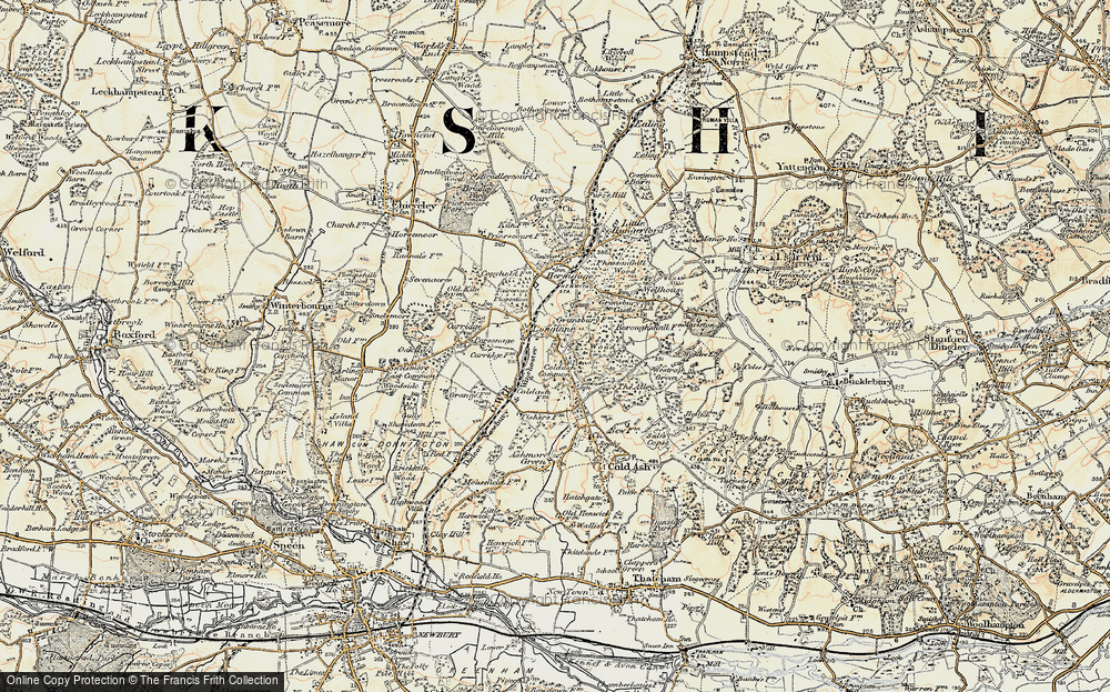 Old Map of Historic Map covering West Berkshire in 1897-1900