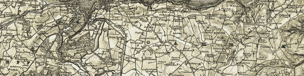 Old map of Backhill of Pitgair in 1909-1910