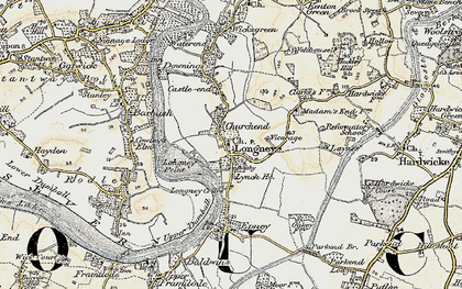 Old map of Longney in 1898-1900