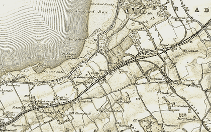 Old map of Longniddry in 1903-1906