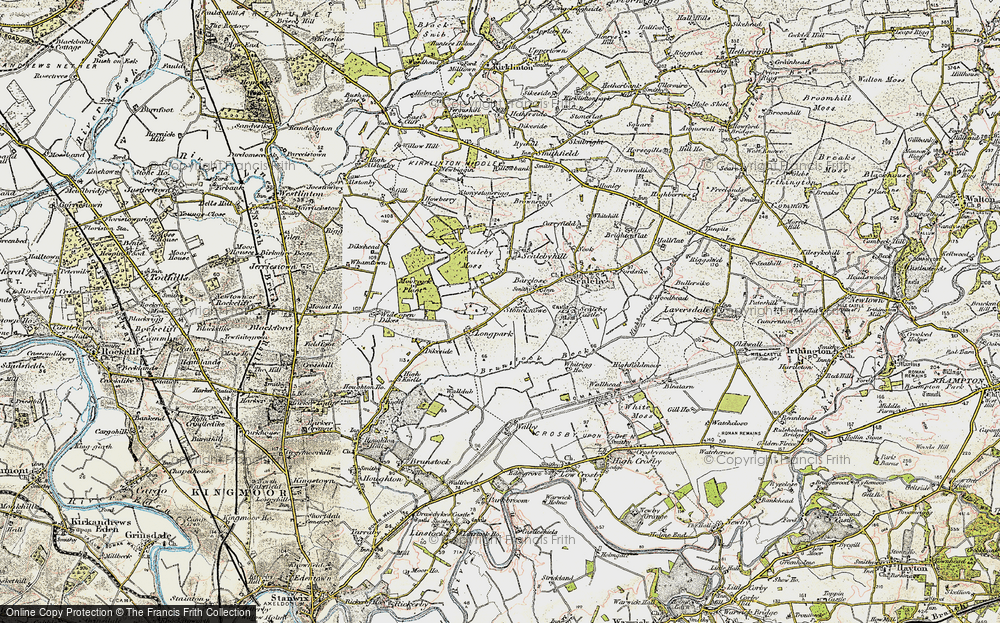 Old Map of Historic Map covering Brunstock Beck in 1901-1904