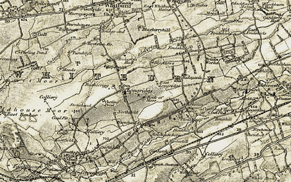 Old map of Bickerton Burn in 1904-1905