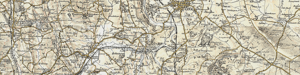 Old map of Longsdon in 1902-1903