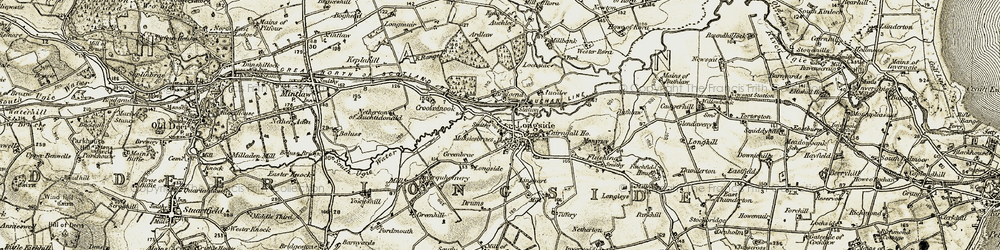 Old map of Longside in 1909-1910