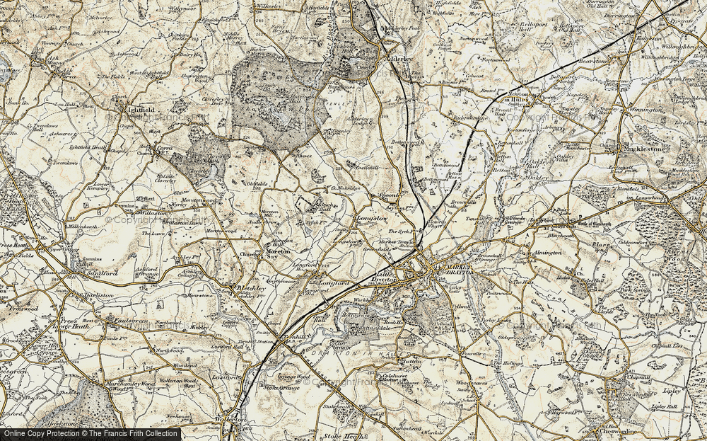 Old Map of Historic Map covering Spoonley in 1902