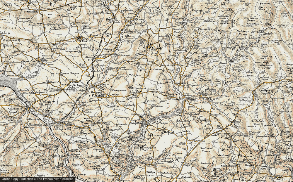 Old Map of Historic Map covering Bodrigan in 1900