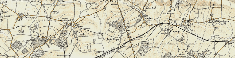 Old map of Longstowe in 1899-1901