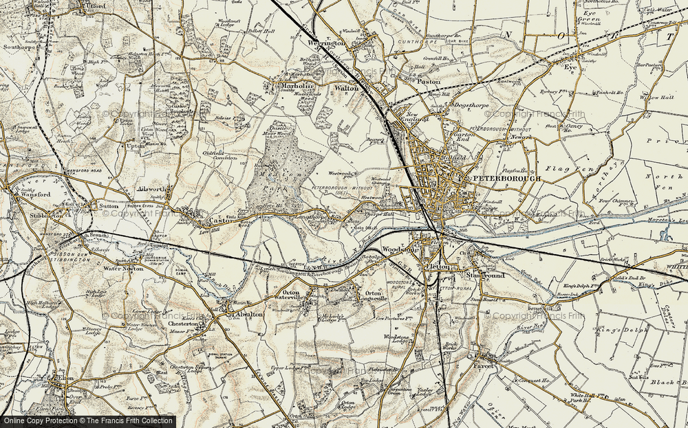 Old Map of Longthorpe, 1901-1902 in 1901-1902