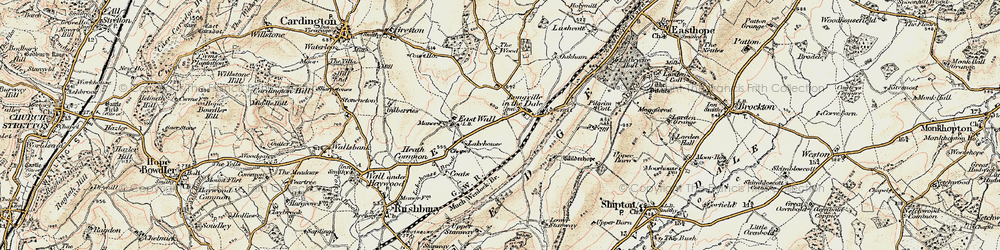 Old map of Longville in the Dale in 1902