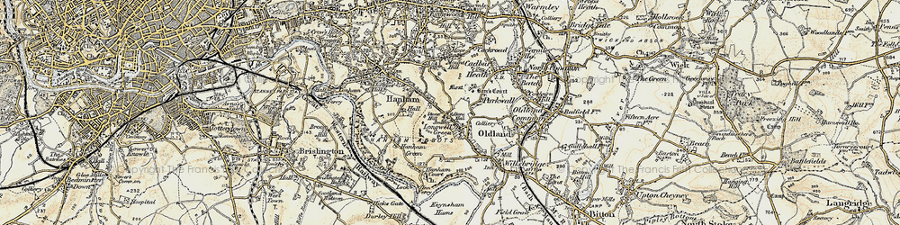 Old map of Longwell Green in 1899