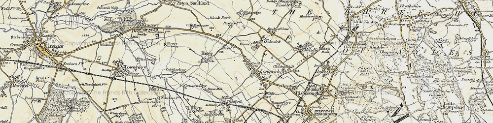 Old map of Longwick in 1897-1898