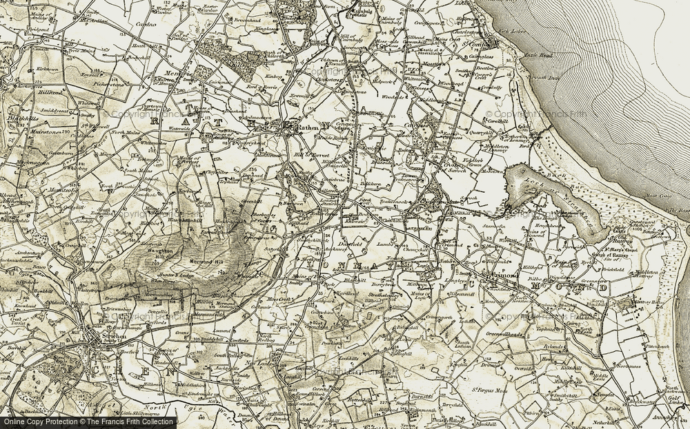 Old Map of Historic Map covering Buchts in 1909-1910