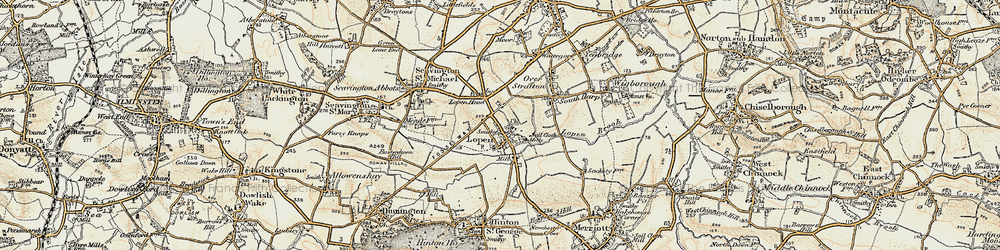 Old map of Lopen Head in 1898-1900